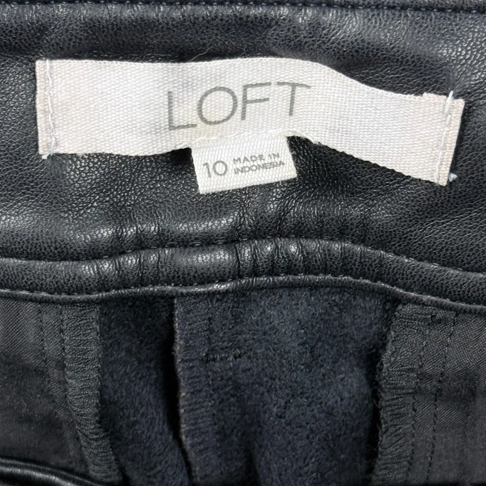 Loft Brown Faux Leather Straight Leg Pants 10 High Rise Minimalist Streetwear